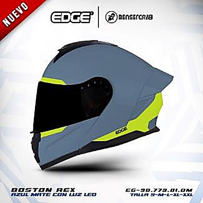 Casco BOSTON REX  AZUL CON AMARILLO MATE