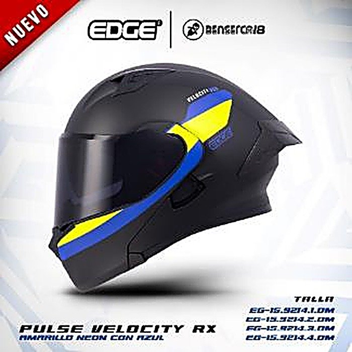 Casco PULSE VELOCITY RX AMARILLO NEON CON AZUL