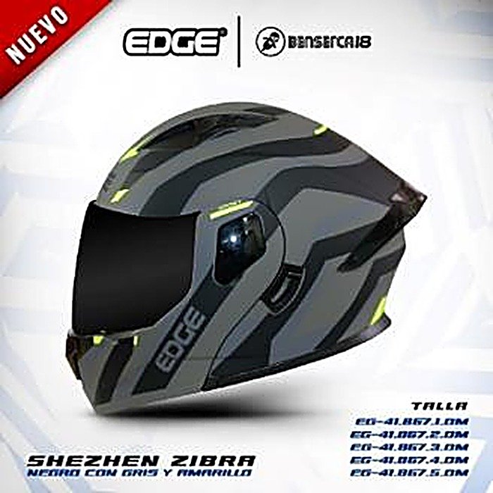Casco SHEZHEN ZIBRA NEGRO CON GRIS Y AMARILLO MATE