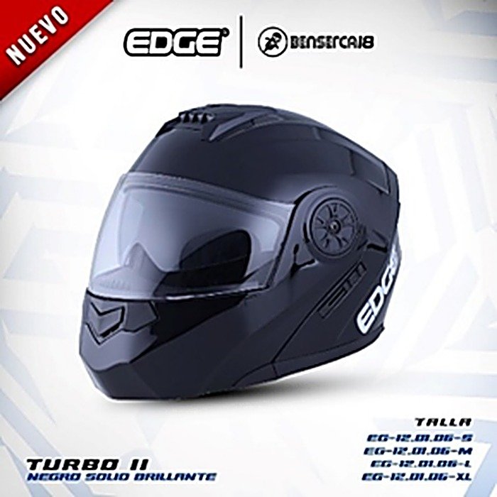 Casco TURBO II NEGRO SOLID BRILLANTE
