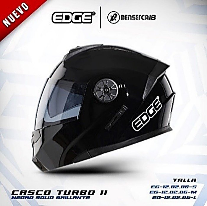 Casco TURBO II NEGRO SOLID BRILLANTE