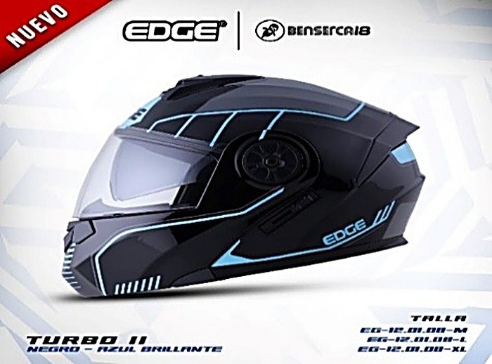 Casco TURBO II GX3 NEGRO CON AZUL BRILLANTE