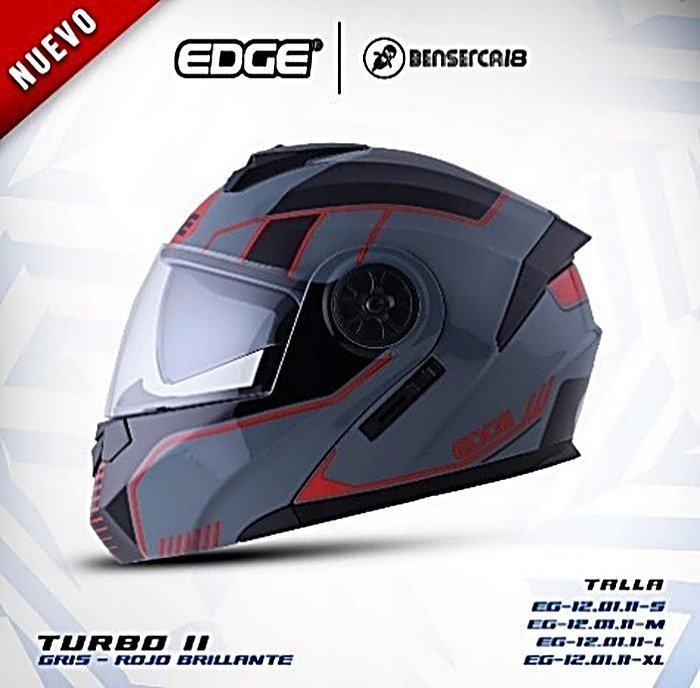 Casco TURBO II GX3 GRIS CON ROJO BRILLANTE