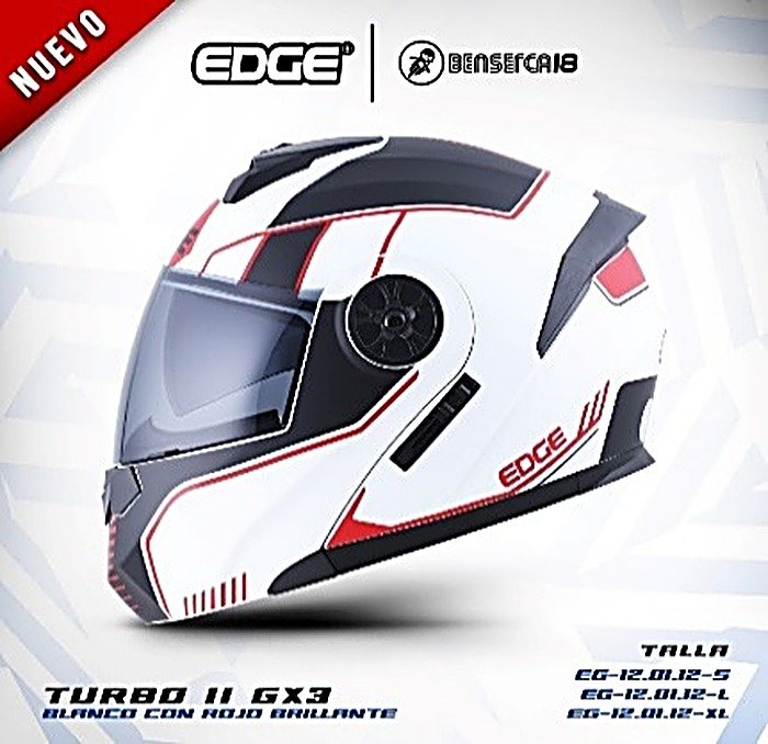 Casco TURBO II GX3 BLANCO CON ROJO MATE
