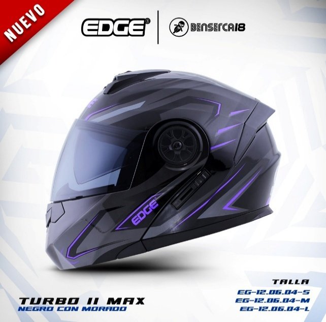 Casco TURBO II MAX NEGRO CON MORADO MATE