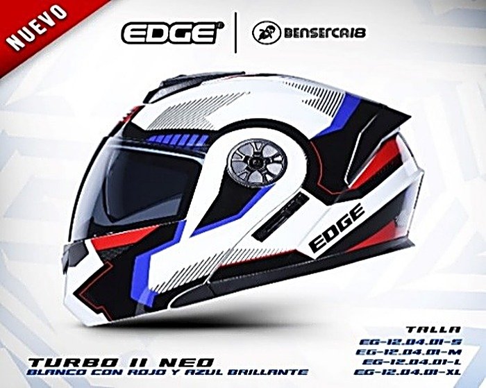 Casco TURBO II NEO BLANCO CON ROJO Y AZUL BRILLANTE