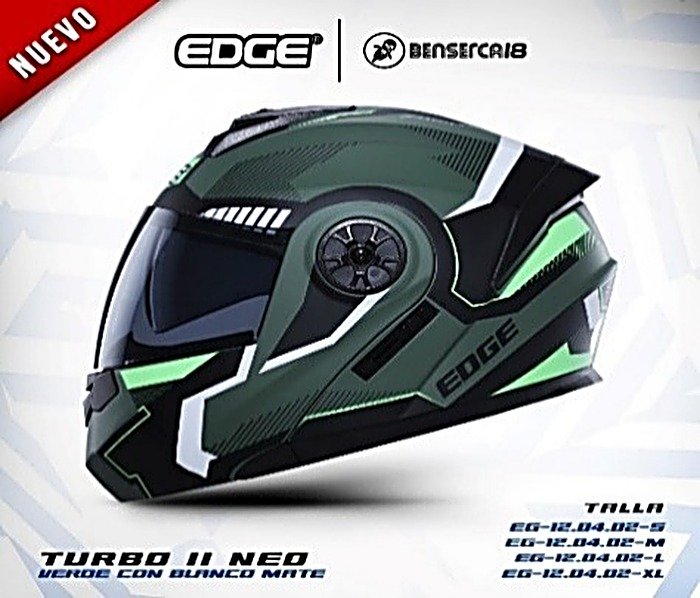 Casco TURBO II NEO VERDE CON BLANCO BRILLANTE