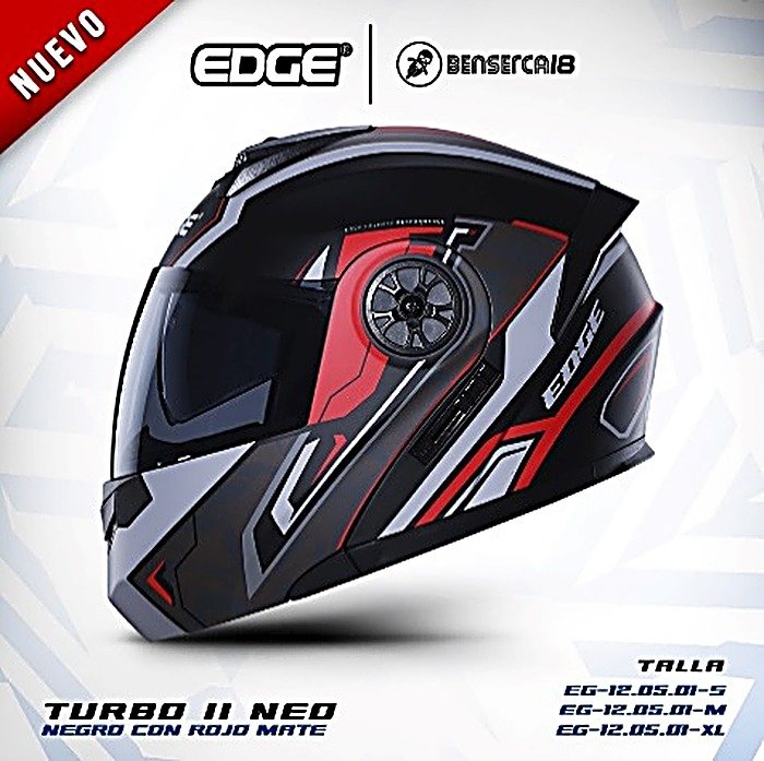 Casco TURBO II ATLAS NEGRO CON ROJO BRILLANTE