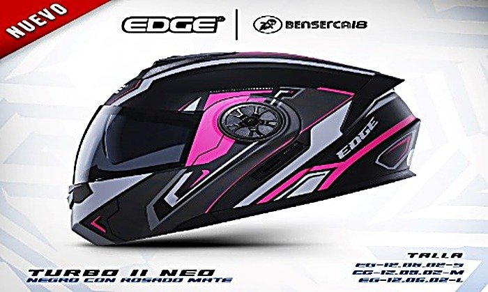 Casco TURBO II ATLAS NEGRO CON ROSADO MATE