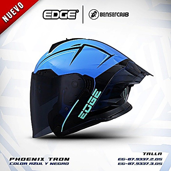 Casco PHOENIX TRON AZUL CON NEGRO BRILLANTE