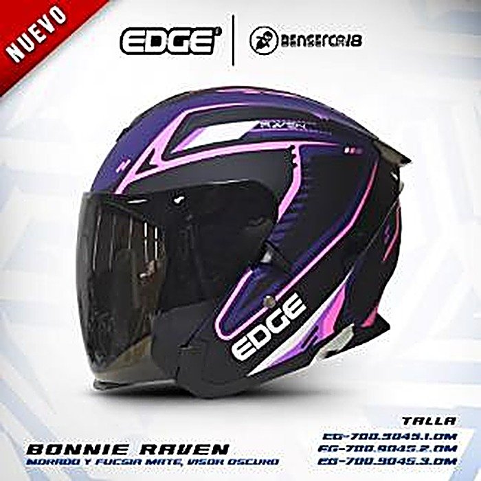 Casco BONNIE RAVEN BLANCO CON AZUL BRILLANTE CON LUCES LED