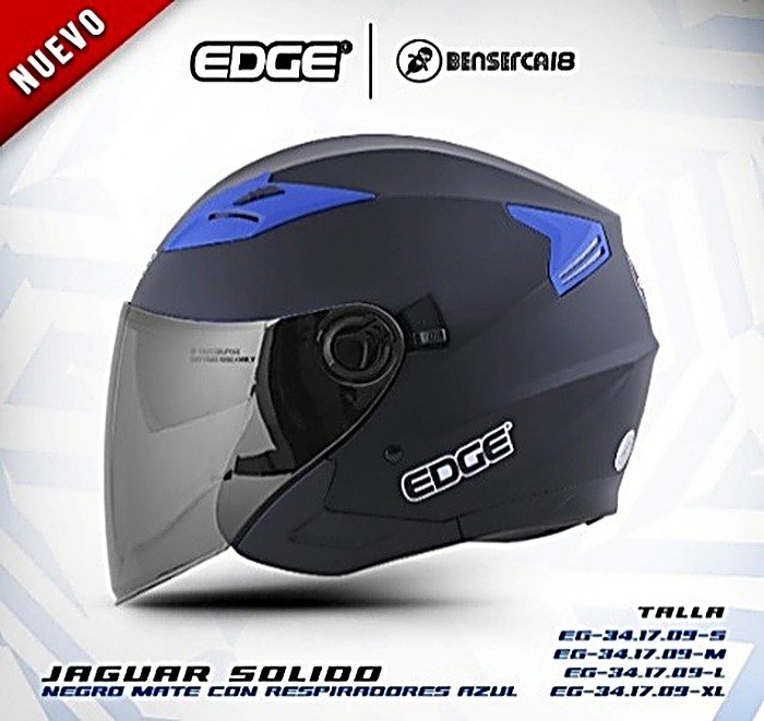 Casco JAGUAR NEGRO MATE CON RESPIRADORES AZUL