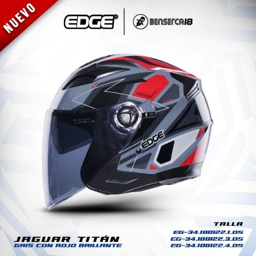 Casco JAGUAR TITAN GRIS CON ROJO BRILLANTE