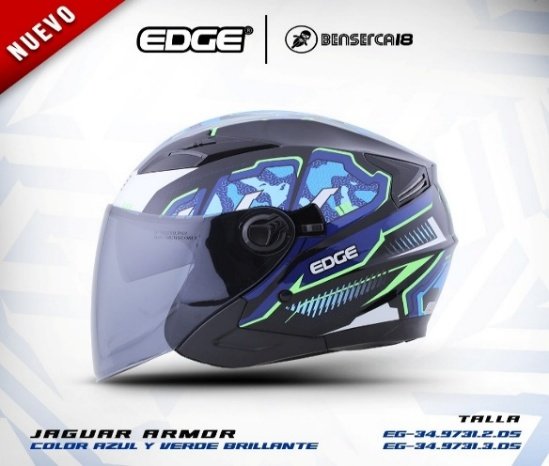 Casco JAGUAR ARMOR AZUL CON VERDE BRILLANTE