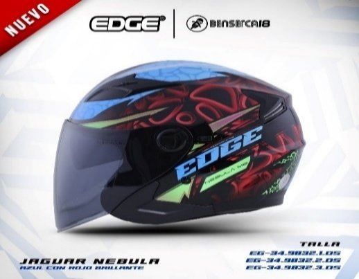 Casco JAGUAR NEBULA AZUL CON ROJO BRILLANTE