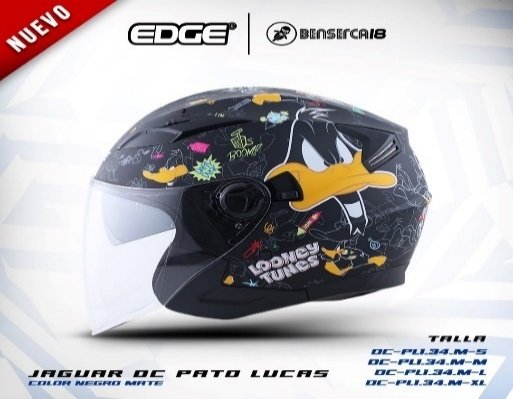 Casco JAGUAR LOONEY TUNES DISEÑO PATO LUCAS NEGRO MATE