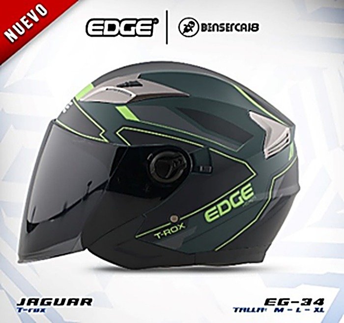 Casco JAGUAR T-ROX NEGRO CON VERDE OSCURO MATE