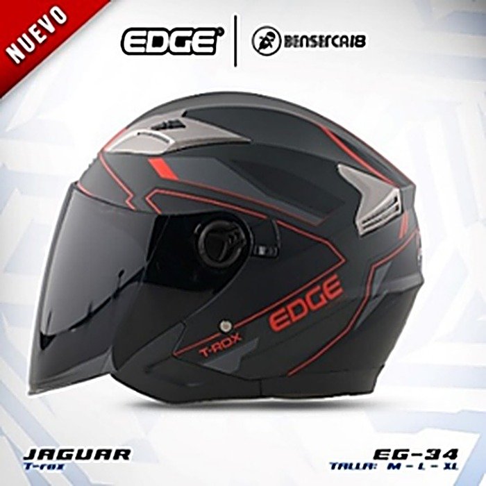 Casco JAGUAR T-ROX NEGRO CON ROJO MATE