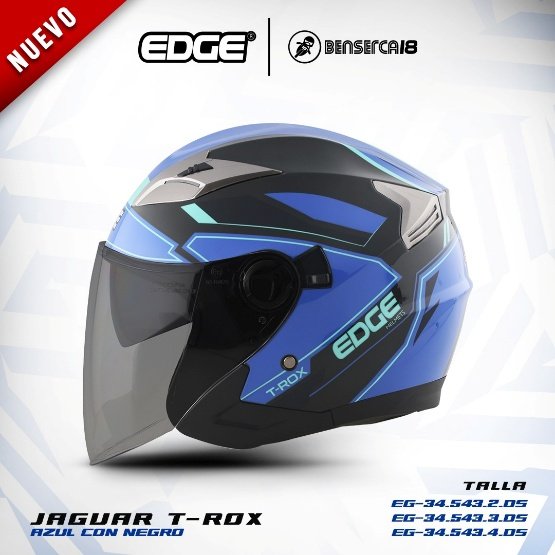 Casco JAGUAR T-ROX AZUL CON NEGRO BRILLANTE