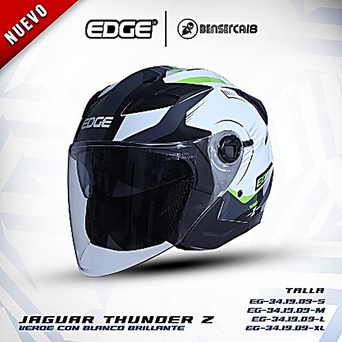 Casco JAGUAR THUNDER Z VERDE CON BLANCO BRILLANTE