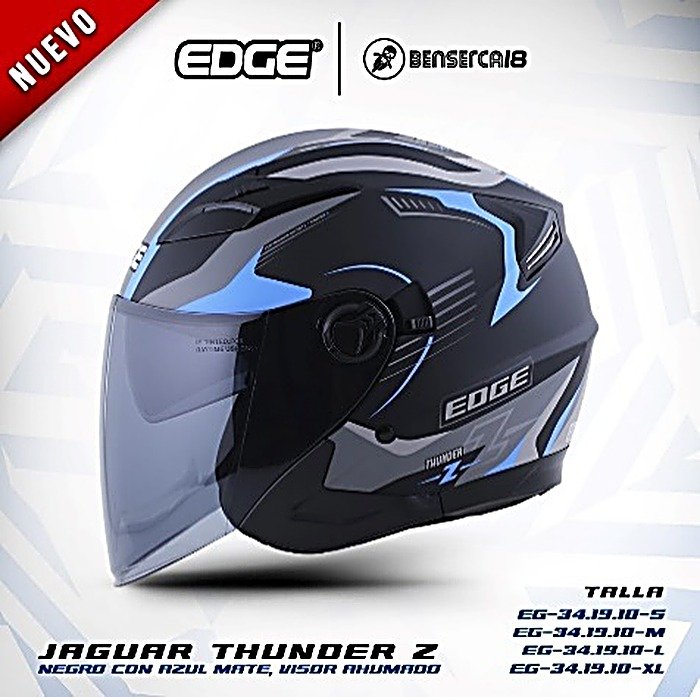 Casco JAGUAR THUNDER Z NEGRO CON AZUL MATE