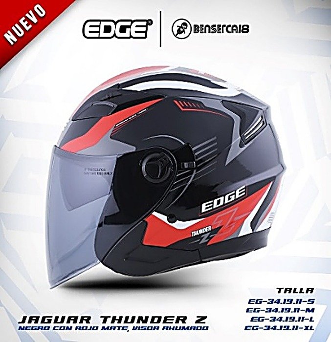 Casco JAGUAR THUNDER Z NEGRO CON ROJO MATE