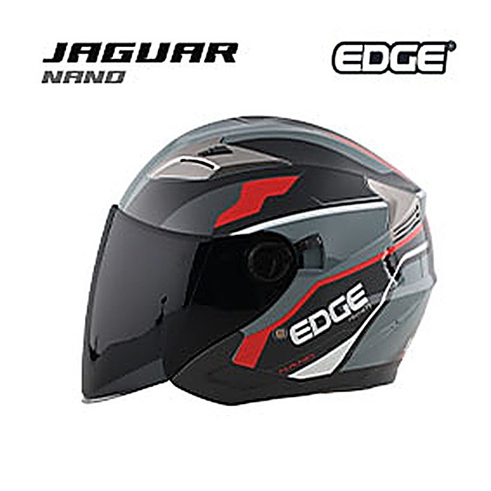 Casco JAGUAR NANO GRIS CON ROJO BRILLANTE
