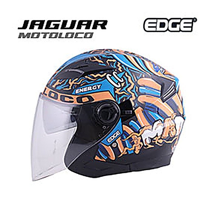 Casco JAGUAR MOTOLOCO NEGRO CON NARANJA BRILLANTE