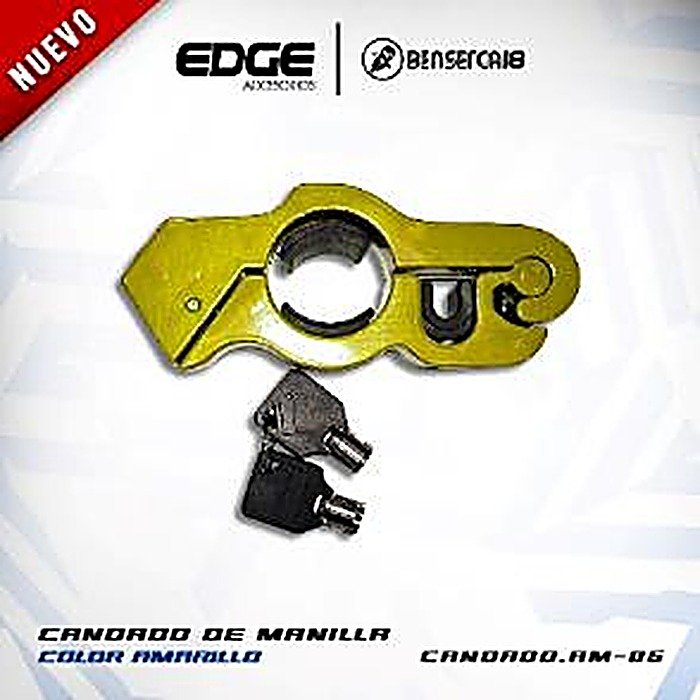 TRANCA MANILLA (ANTIROBO) ANODIZADO, 2 LLAVES. COLOR: AMARILLO