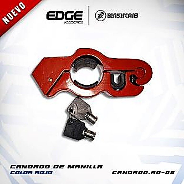 TRANCA MANILLA (ANTIROBO) ANODIZADO, 2 LLAVES. COLOR: ROJO